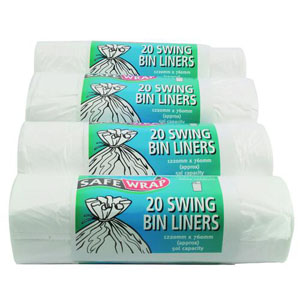 White Swing Bin Bags - 50L Capacity - 80x Per Pack